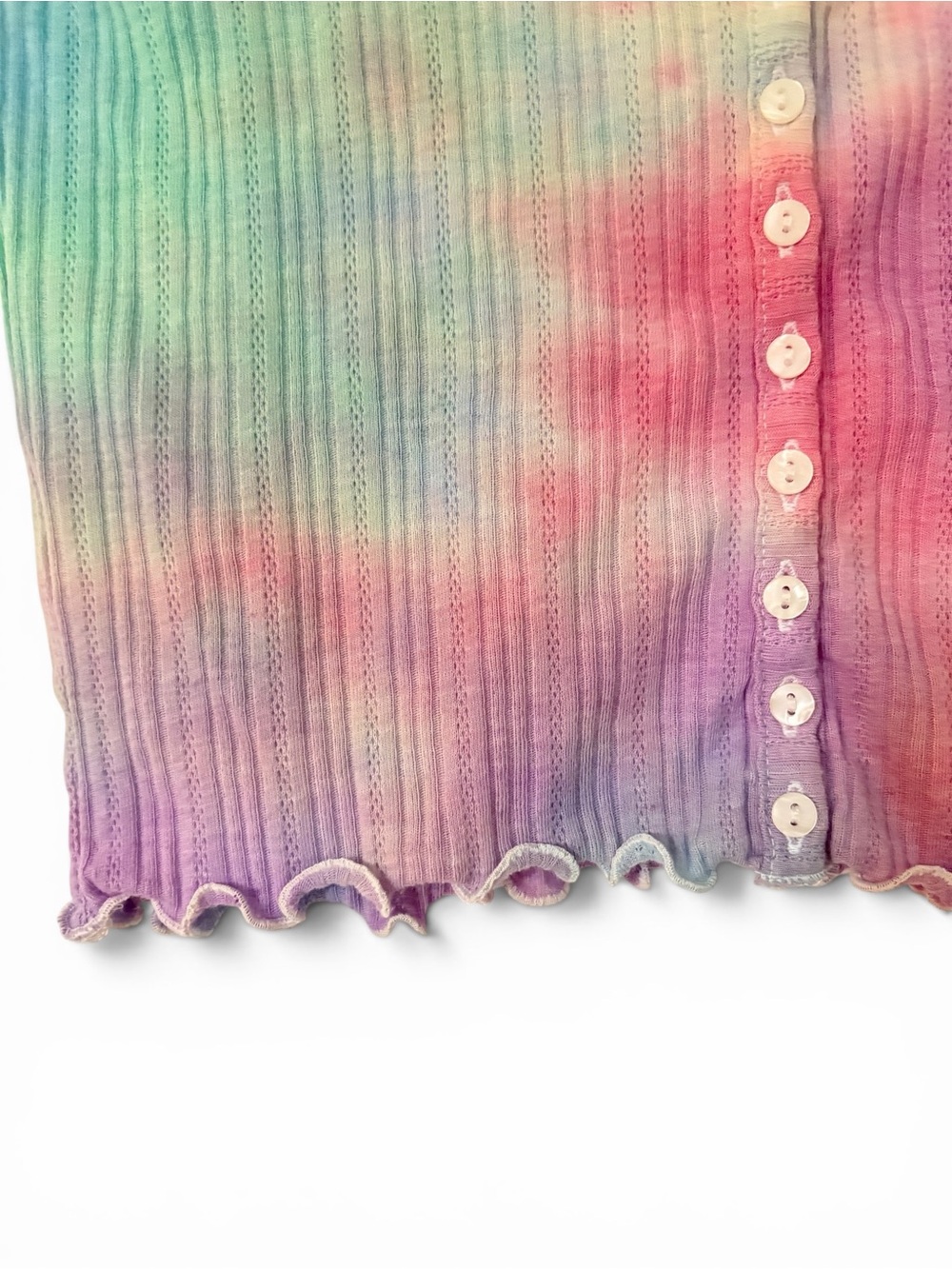 Tie-Dye Ribbed Button-Front Crop Top - Picture 4 of 6